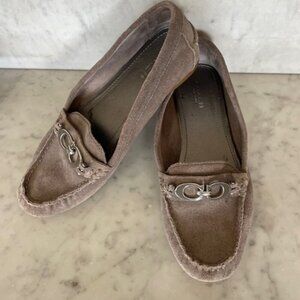 COACH Fortunata Gray Suede C Bit Driving Flats Loafers 6.5B